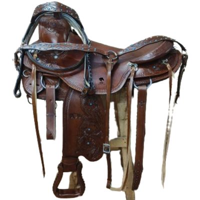 BNB International Handmade Wade Tree A Fork Roping Ranch Work Premium Western Saddles for Horses Leather Equestrian Trail Tack Size: 10"-18" inches Seat Available MO06 (15.5" inches Seat)