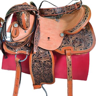 BNB International Handmade Wade Tree A Fork Roping Ranch Work Premium Western Saddles for Horses Leather Equestrian Trail Tack Size: 10"-18" inches Seat Available MO09 (11.5" inches Seat)