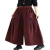chouyatou Women's Fall Casual Wide Leg Baggy Corduroy Pants Elastic Waist Baggy Culotte Loose Trousers (Small,Rust Red) view 1