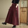 chouyatou Women's Fall Casual Wide Leg Baggy Corduroy Pants Elastic Waist Baggy Culotte Loose Trousers (Small,Rust Red) view 4