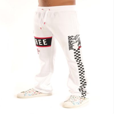 SCREENSHOT-P11461 Mens Upgraded Premium Streetwear Stacked Fit Fleece Pants - Half Toned Racing Urban Graffiti Embroidery Patch Bottoms-White-Medium