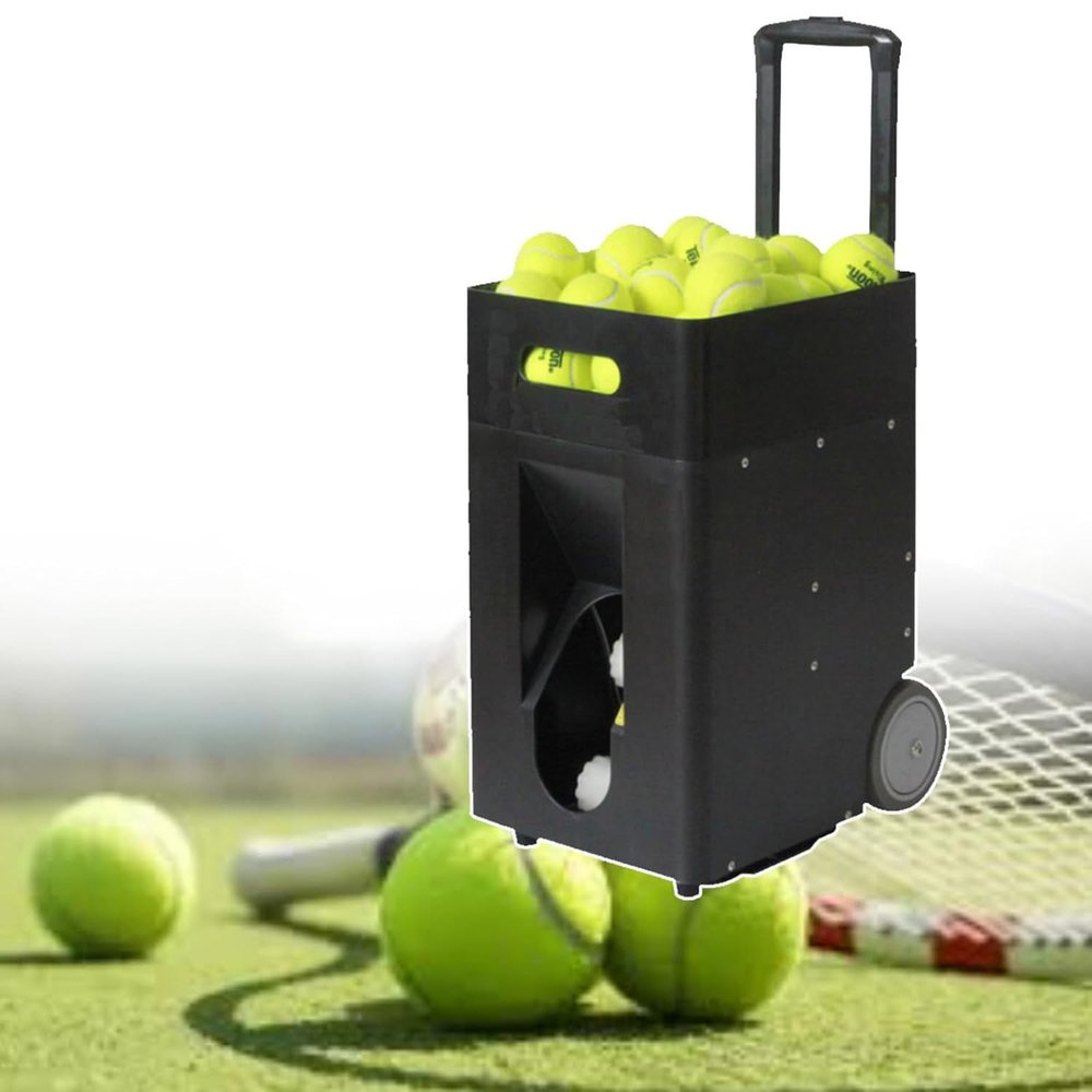 Portable Tennis Ball Machine, Automatic Tennis Ball Launcher, Tennis Ball Throwing Machines Smart Wireless Remote Control and Mobile Phone App Control Adjustable Angle,Speed,Rotation, 50 Ball Capacity