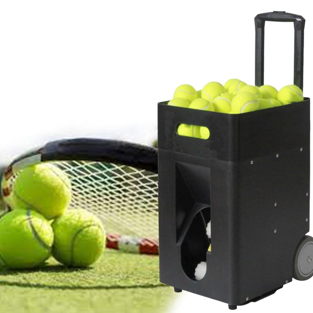 Tennis Machine Ball Thrower, Automatic Portable Tennis Ball Launcher/Thrower, Adjustable Launching Angle, Speed, Rotation Frequency, 50 Large Capacity, for Beginners Solo Training Sports