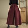chouyatou Women's Fall Casual Wide Leg Baggy Corduroy Pants Elastic Waist Baggy Culotte Loose Trousers (Medium,Rust Red) view 3