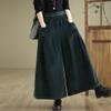 chouyatou Women's Fall Casual Wide Leg Baggy Corduroy Pants Elastic Waist Baggy Culotte Loose Trousers (Medium,Green) view 2