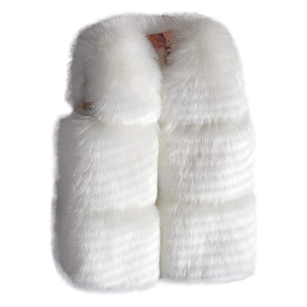 Winter Coats for Toddler Baby Girls Faux Fur Vest Winter Warm Coat Jacket Kids Cute Thick Furry Vest (White, 4 Years)