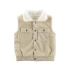 Boys Girls Corduroy Jacket Toddler Kids Sleeveless Fleece Winter Coat Vest Sherpa Lined Button Down (Beige, 8-9 Years) view 1