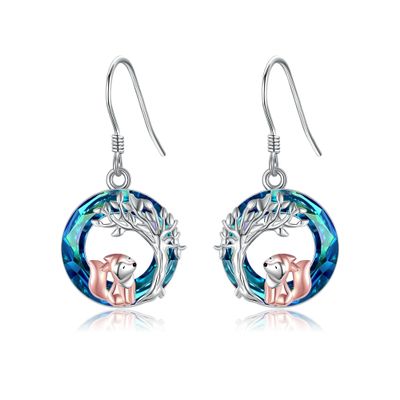 MONGAS Fox Earrings Sterling Silver Fox Crystal Earrings Fox Jewelry for Women