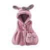Baby Girl's Rabbit Ear Hoodie Fleece Vest Sleeveless Fuzzy Fleece Hooded Jacket Coat with Bag (Purple, 18-24 Months) view 1