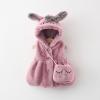 Baby Girl's Rabbit Ear Hoodie Fleece Vest Sleeveless Fuzzy Fleece Hooded Jacket Coat with Bag (Purple, 18-24 Months) view 2