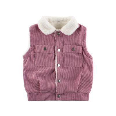 Boys Girls Corduroy Jacket Toddler Kids Sleeveless Fleece Winter Coat Vest Sherpa Lined Button Down (Pink, 8-9 Years)