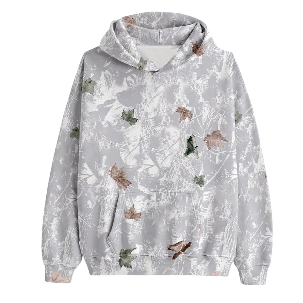 Women's Camo Hoodie Maple Leaf Print Oversized Hooded Sweatshirt
