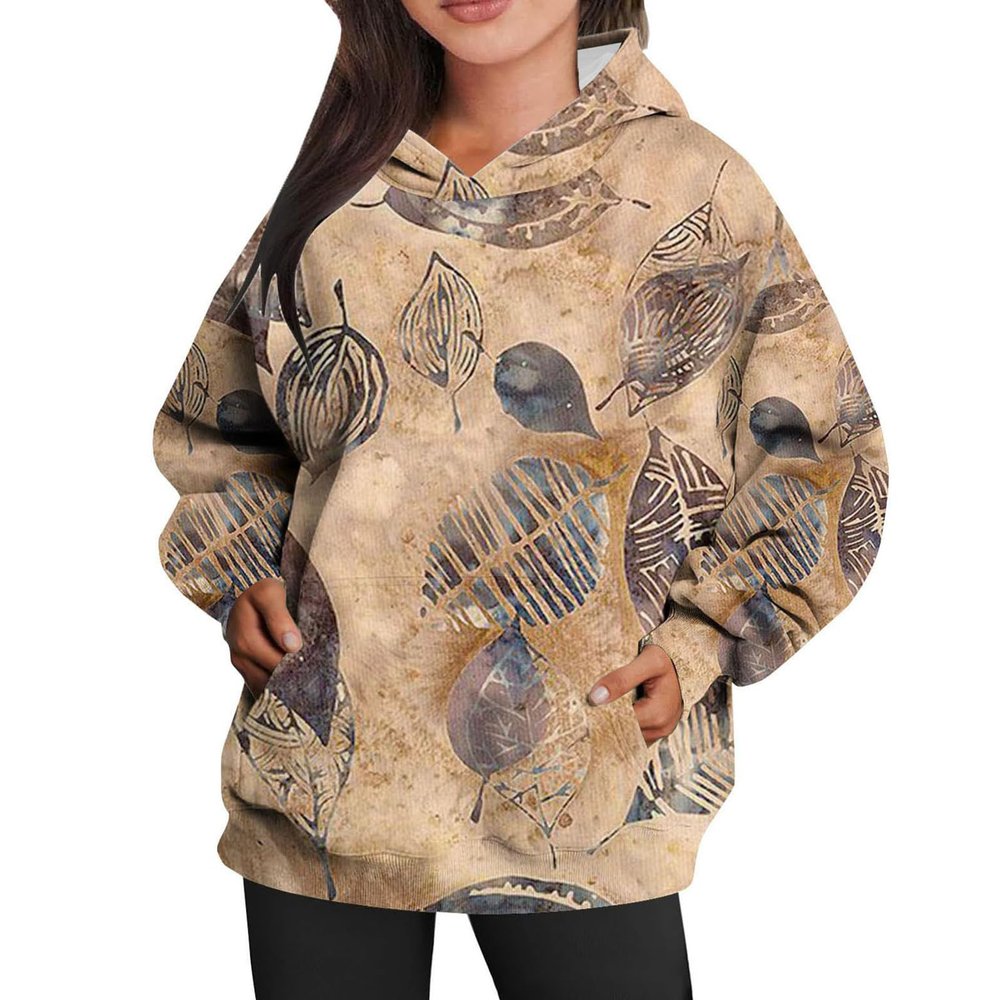 Women's Camo Hoodie Maple Leaf Print Oversized Hooded Sweatshirt