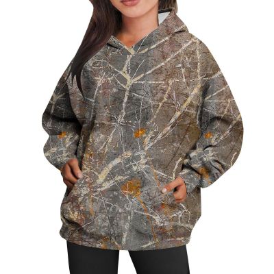 Women's Camo Hoodie Maple Leaf Print Oversized Hooded Sweatshirt