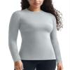 Zengjo Long Sleeve Thermal Shirt Women Crew Neck Fitted(Light Grey,XL) view 1