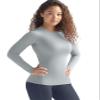 Zengjo Long Sleeve Thermal Shirt Women Crew Neck Fitted(Light Grey,XL) view 3