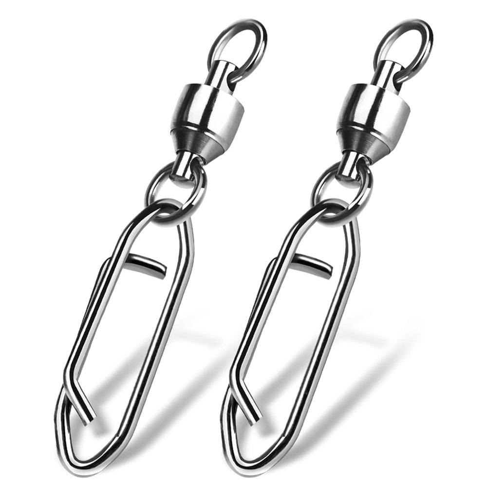 9KM DWLIFE Fishing Swivels Fishing Speed Clips Fishing Swivels and Snaps Quick Change Fishing Clips Balck Swivels Stainless 25Pcs Size 4#