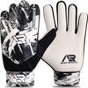 Arsh Sports Soccer Goalie Gloves,Football Goalkeeper Gloves for Kids Boys Youth Children Double Wrist Protection Along 4mm Super Grip Palm (White Black, Size 4 Suitable for 6-9 Years) view 1