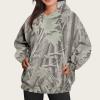 Womens Camo Hoodie Maple Leaf Print Hoodie Cute Oversized Graphic Hoodies Fleece Pullover Sweatshirt Fall Clothes view 2