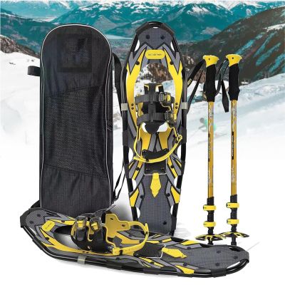 MTTXY Snowshoes for Men Women Youth, Lightweight Aluminum Alloy All Terrain Snowshoes for Hiking, with Telescopic Pole, Storage Clip and Carrying Tote Bag,25inch