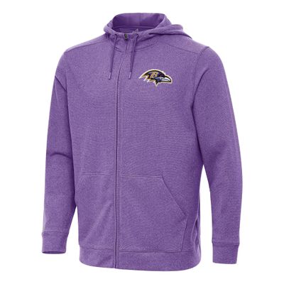 Antigua Men's Heather Purple Baltimore Ravens Effortless Full-Zip Hoodie