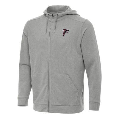 Antigua Men's Heather Gray Atlanta Falcons Effortless Full-Zip Hoodie