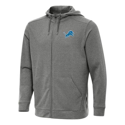 Antigua Men's Heather Black Detroit Lions Effortless Full-Zip Hoodie