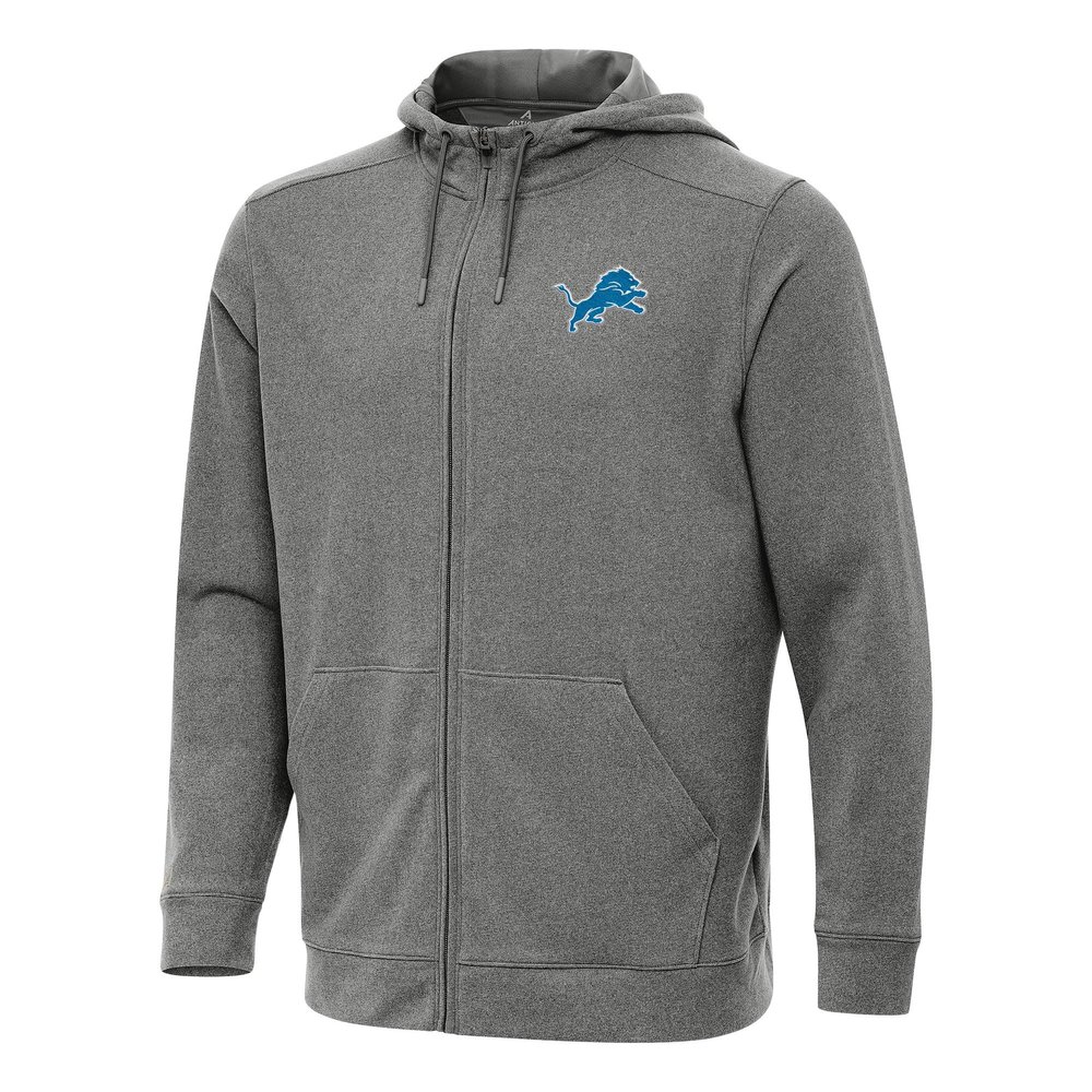 Antigua Men's Heather Black Detroit Lions Effortless Full-Zip Hoodie