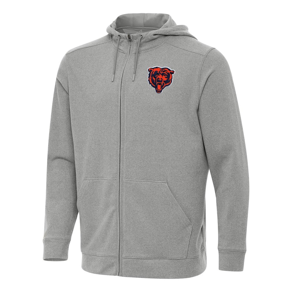 Antigua Men's Heather Gray Chicago Bears Effortless Full-Zip Hoodie