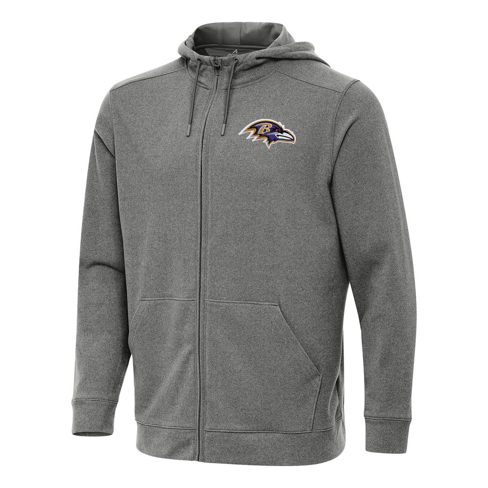 Antigua Men's Heather Black Baltimore Ravens Effortless Full-Zip Hoodie