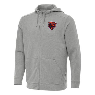 Antigua Men's Heather Gray Chicago Bears Effortless Full-Zip Hoodie