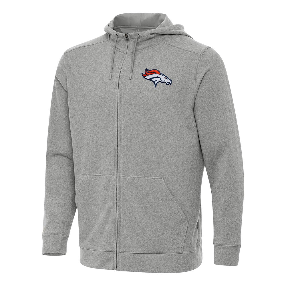 Antigua Men's Heather Gray Denver Broncos Effortless Full-Zip Hoodie