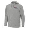 Antigua Men's Heather Gray Denver Broncos Effortless Full-Zip Hoodie view 1