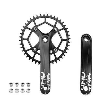 MLIKYRGK Square Hole Mountain Bike Crankset 170mm Cranksets 104BCD 32T 34T 36T 38T 40T 42T 44T Single Speed Round Chainring Aluminum Alloy Crank Arm Set Fit 8/9/10/11/12 Speed(Black,44T)