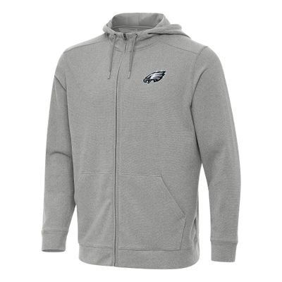 Antigua Men's Heather Gray Philadelphia Eagles Effortless Full-Zip Hoodie