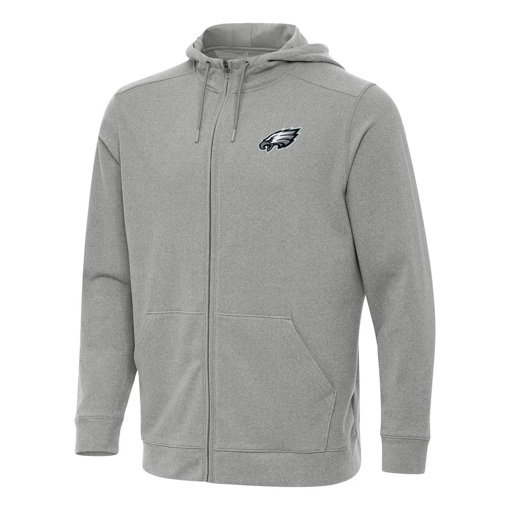 Antigua Men's Heather Gray Philadelphia Eagles Effortless Full-Zip Hoodie