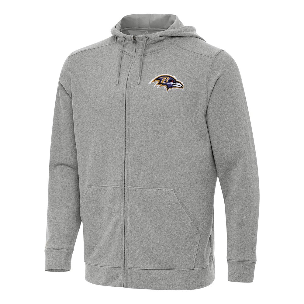 Antigua Men's Heather Gray Baltimore Ravens Effortless Full-Zip Hoodie