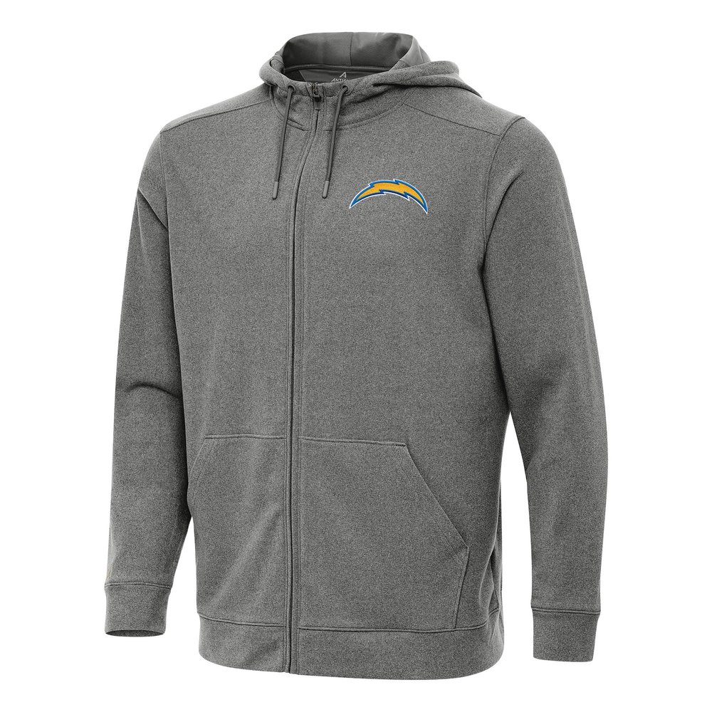 Antigua Men's Heather Black Los Angeles Chargers Effortless Full-Zip Hoodie