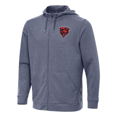 Antigua Men's Heather Navy Chicago Bears Effortless Full-Zip Hoodie