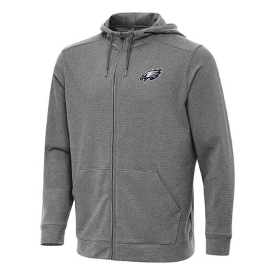 Antigua Men's Heather Black Philadelphia Eagles Effortless Full-Zip Hoodie