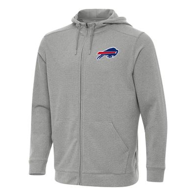 Antigua Men's Heather Gray Buffalo Bills Effortless Full-Zip Hoodie