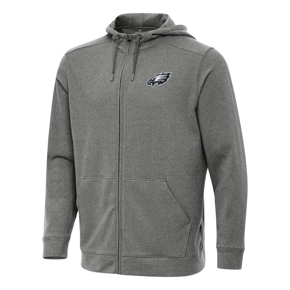 Antigua Men's Heather Black Philadelphia Eagles Effortless Full-Zip Hoodie
