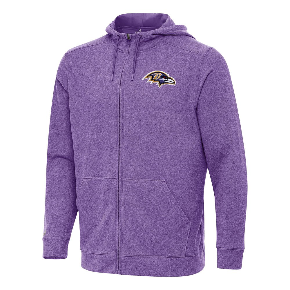 Antigua Men's Heather Purple Baltimore Ravens Effortless Full-Zip Hoodie