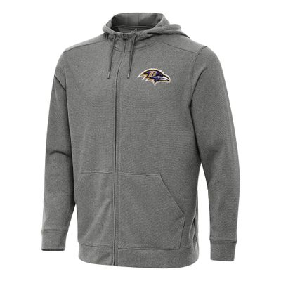 Antigua Men's Heather Black Baltimore Ravens Effortless Full-Zip Hoodie