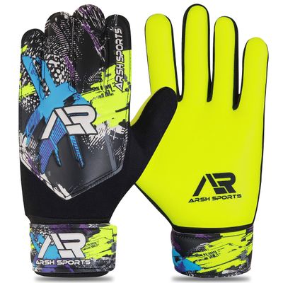 Arsh Sports Soccer Goalie Gloves,Football Goalkeeper Gloves for Kids Boys Youth Children Double Wrist Protection Along 4mm Super Grip Palm (Yellow, Size 4 Suitable for 6-9 Years)