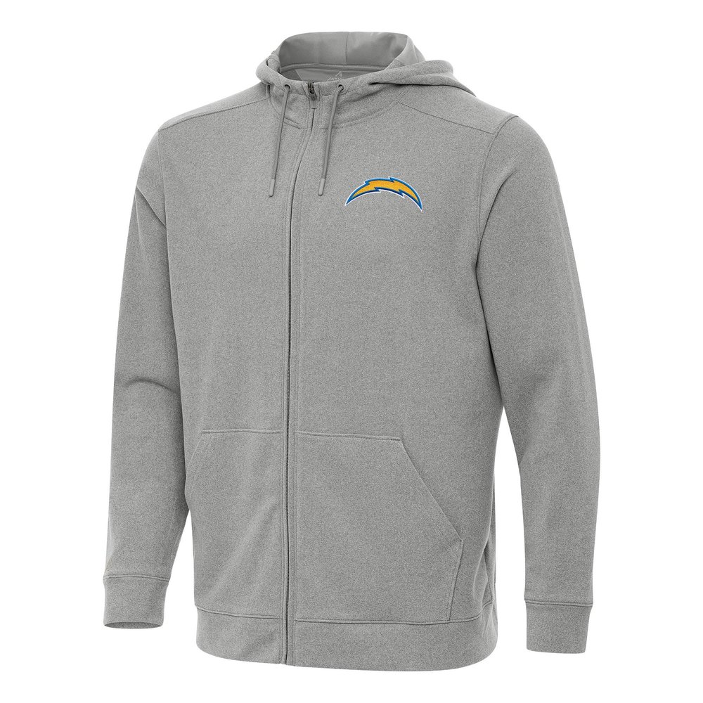 Antigua Men's Heather Gray Los Angeles Chargers Effortless Full-Zip Hoodie