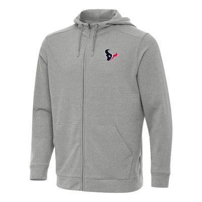 Antigua Men's Heather Gray Houston Texans Effortless Full-Zip Hoodie