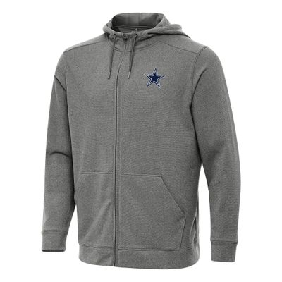 Antigua Men's Heather Black Dallas Cowboys Effortless Full-Zip Hoodie