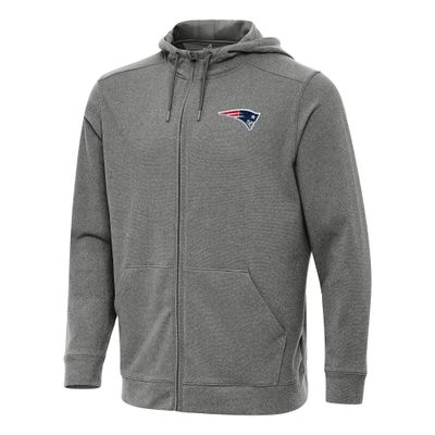 Antigua Men's Heather Black New England Patriots Effortless Full-Zip Hoodie