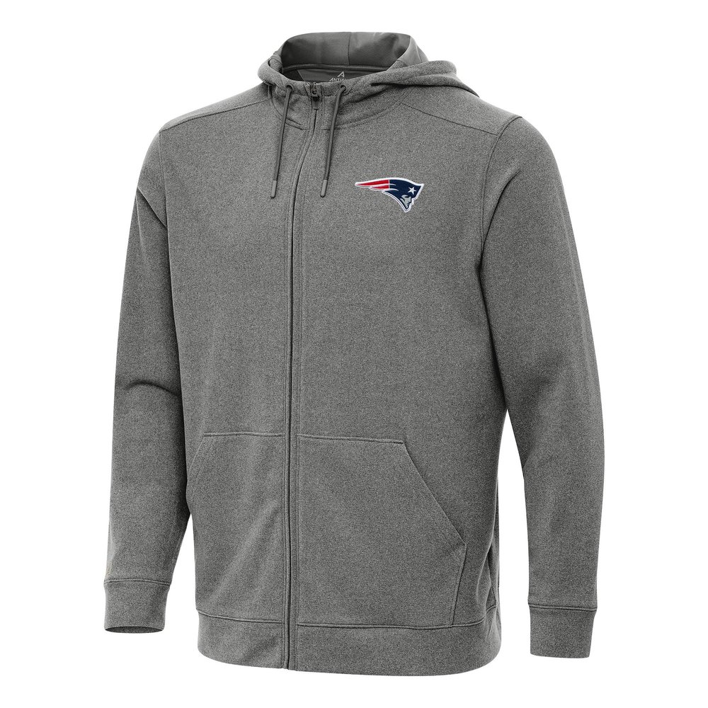 Antigua Men's Heather Black New England Patriots Effortless Full-Zip Hoodie